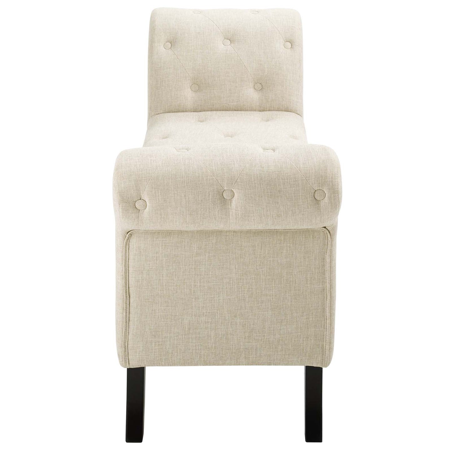 Evince Button Tufted Accent Upholstered Fabric Bench, Fabric, Beige, 17838