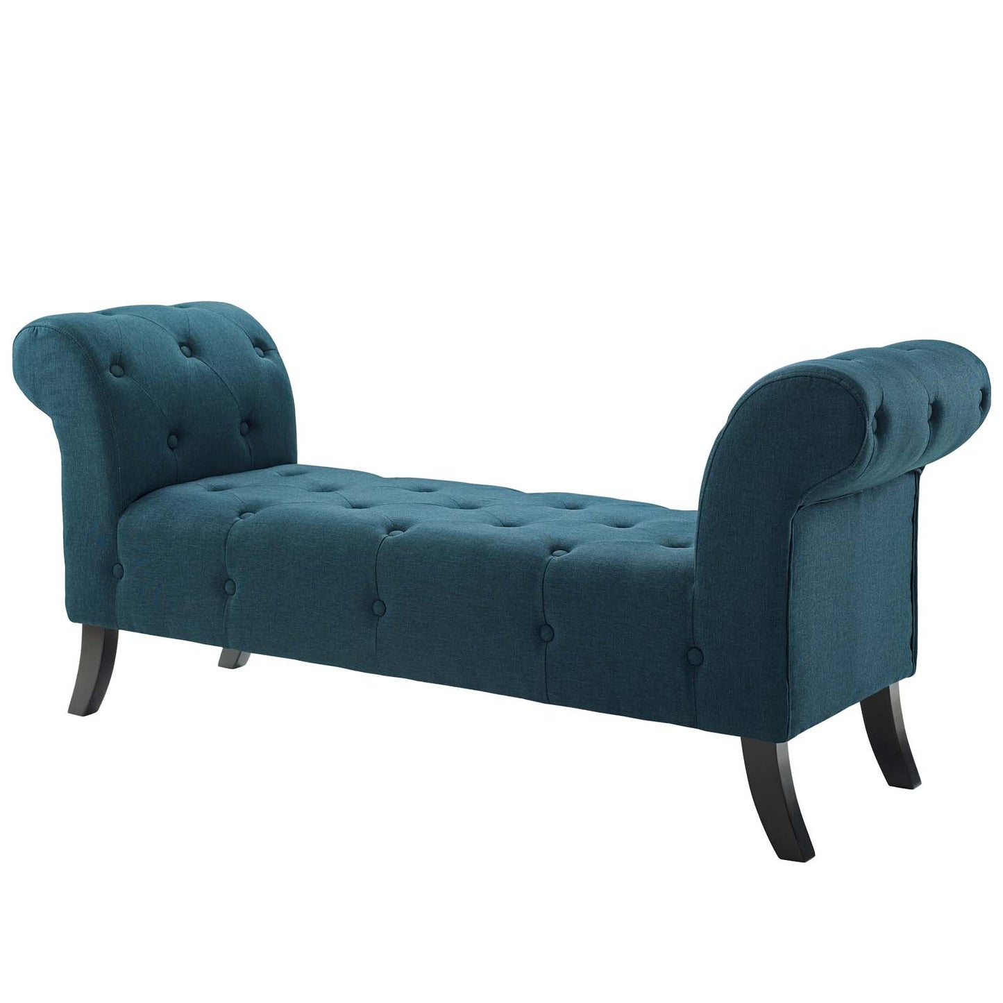 Evince Button Tufted Accent Upholstered Fabric Bench, Fabric, Blue, 17839
