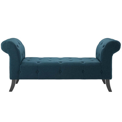 Evince Button Tufted Accent Upholstered Fabric Bench, Fabric, Blue, 17839