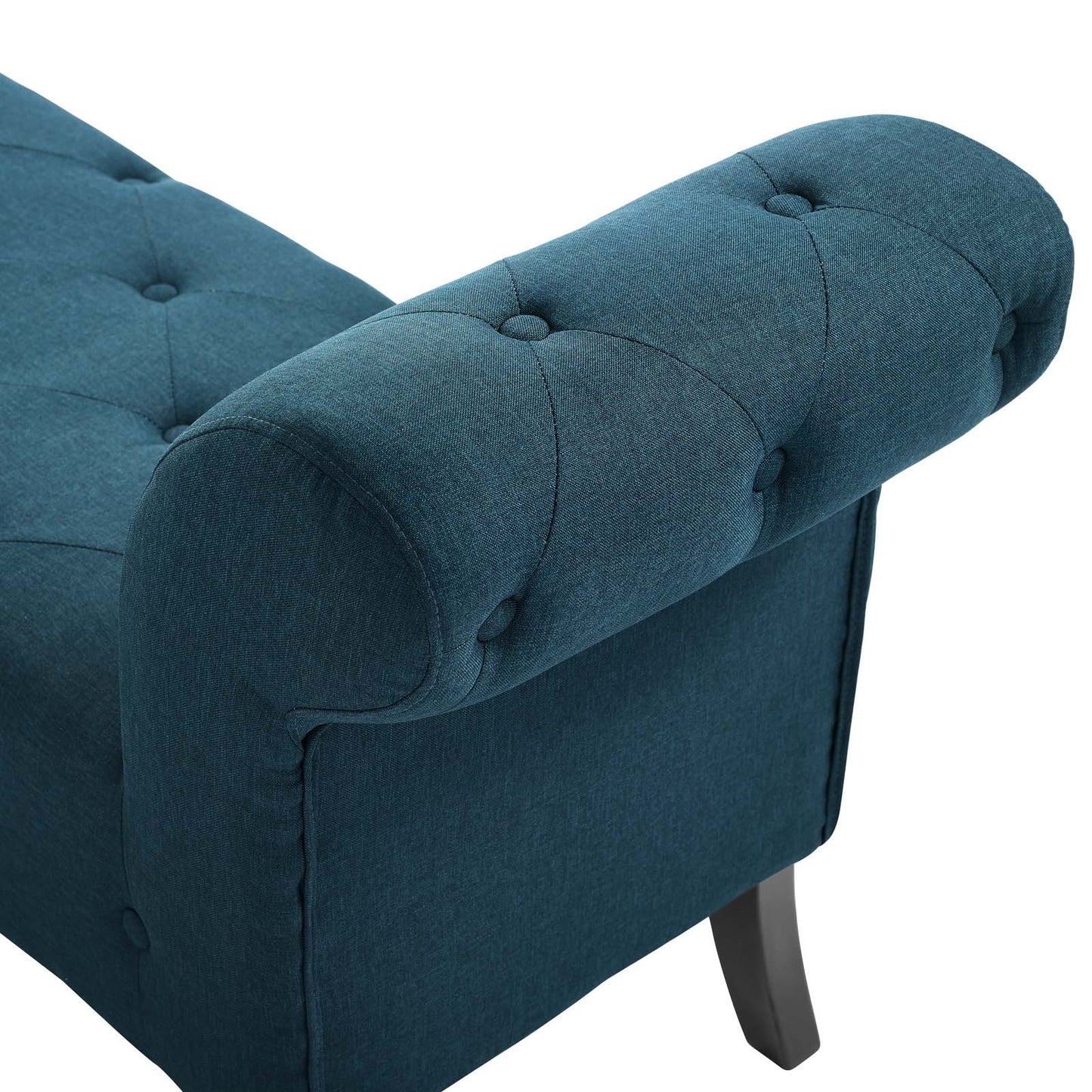 Evince Button Tufted Accent Upholstered Fabric Bench, Fabric, Blue, 17839
