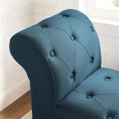 Evince Button Tufted Accent Upholstered Fabric Bench, Fabric, Blue, 17839