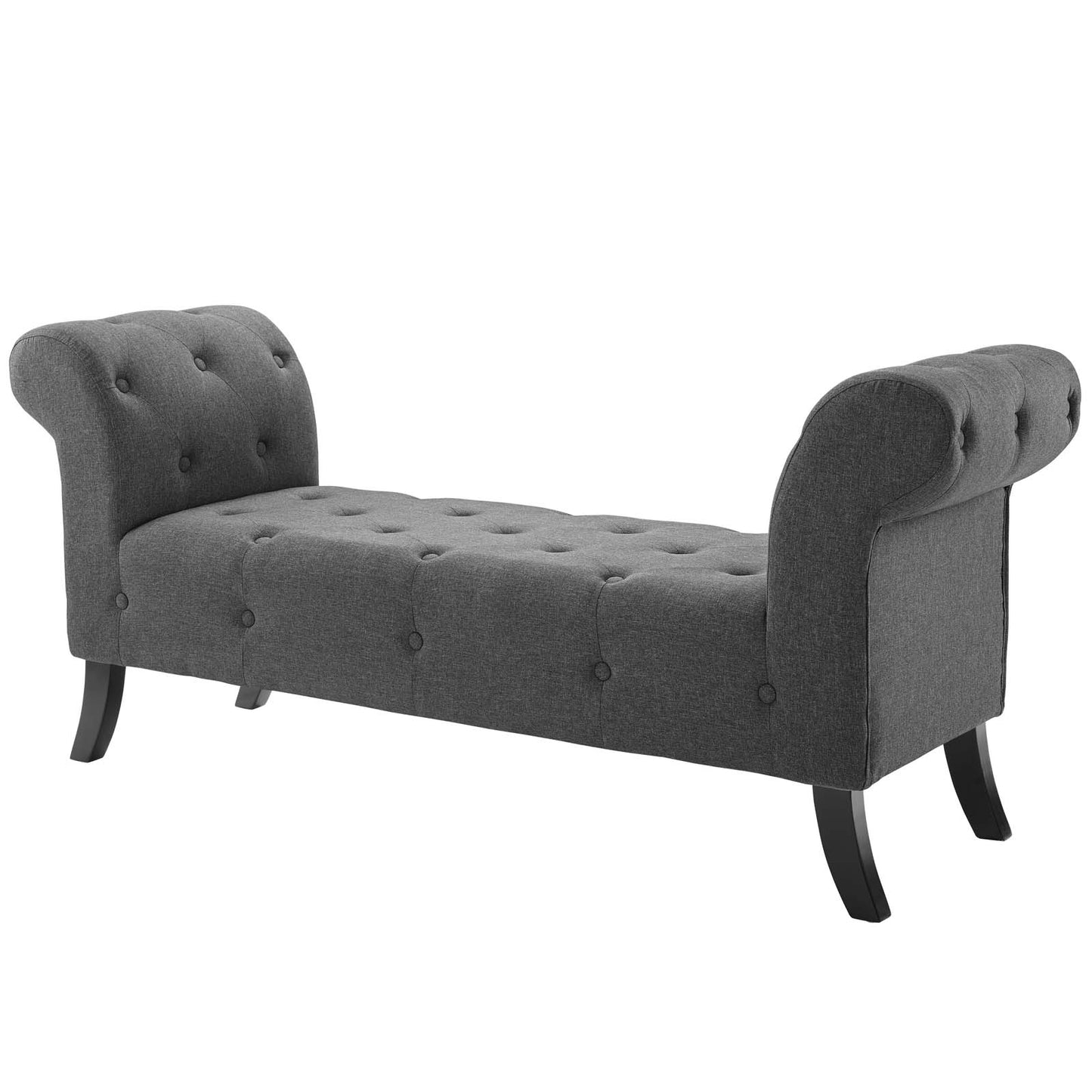 Evince Button Tufted Accent Upholstered Fabric Bench, Fabric, Grey Gray, 17840