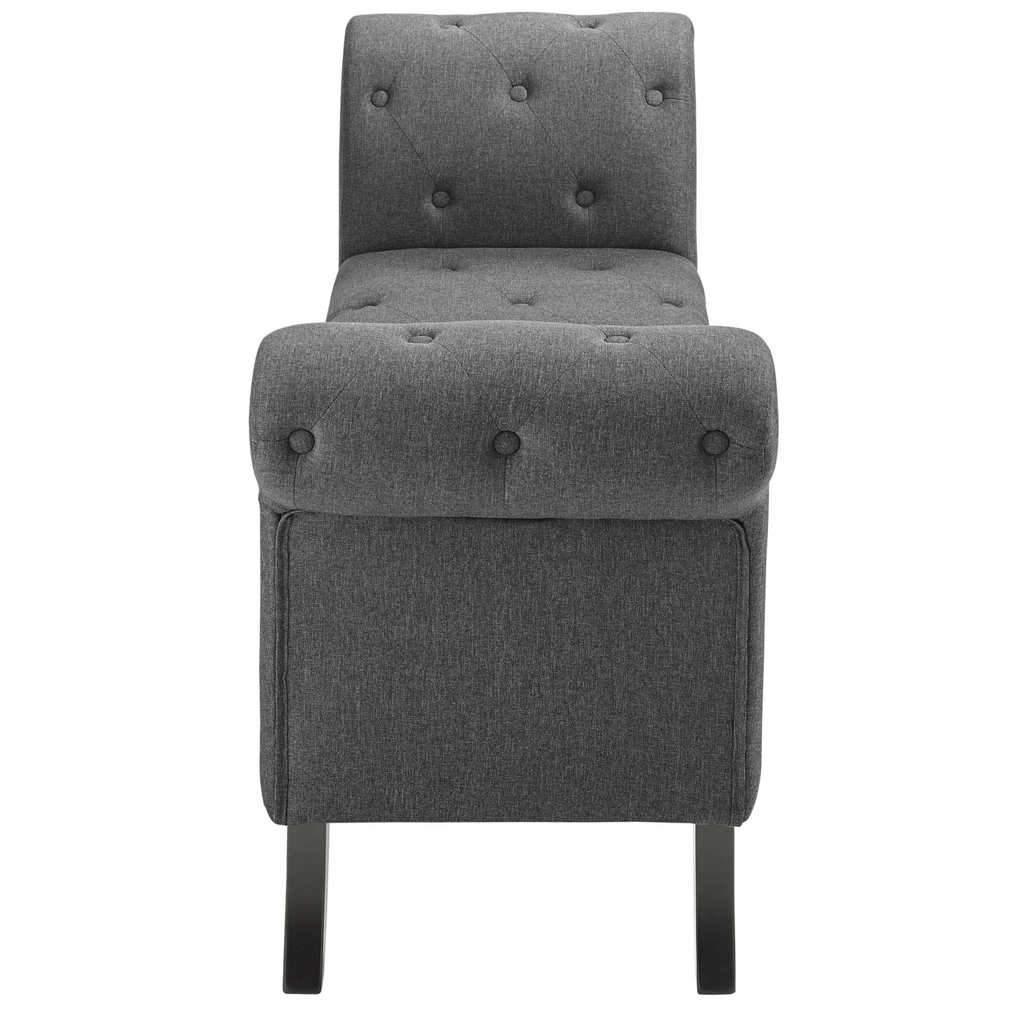 Evince Button Tufted Accent Upholstered Fabric Bench, Fabric, Grey Gray, 17840