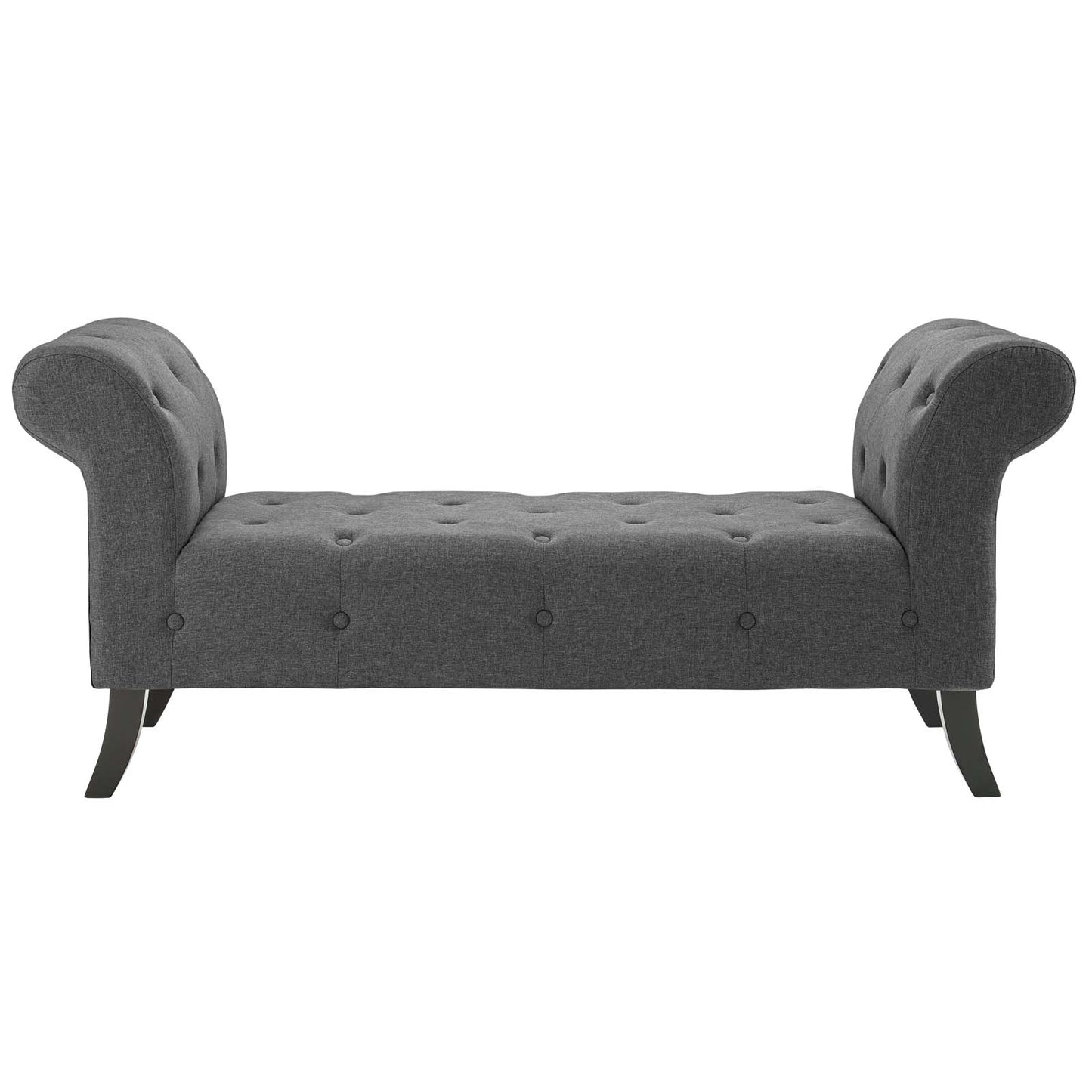 Evince Button Tufted Accent Upholstered Fabric Bench, Fabric, Grey Gray, 17840