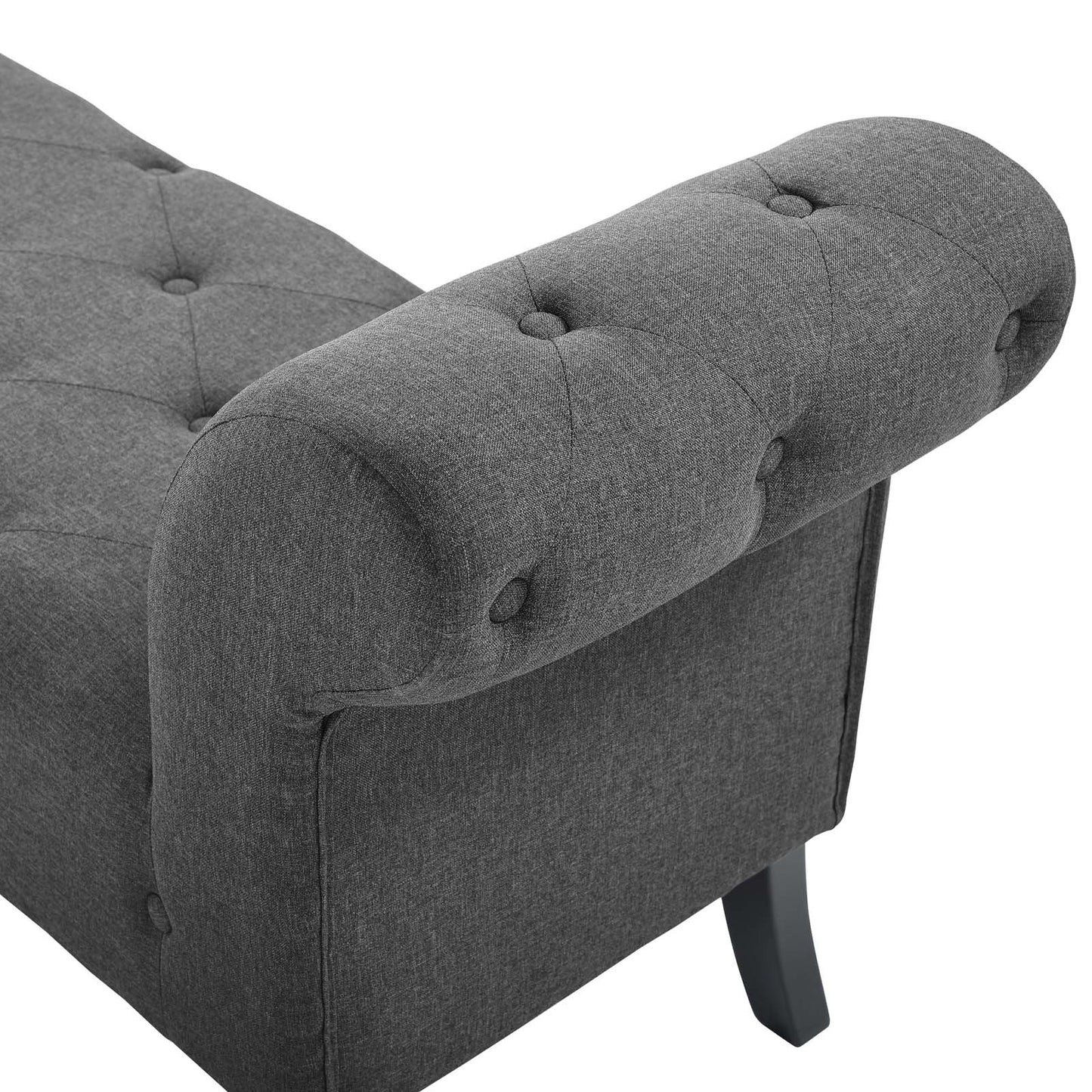 Evince Button Tufted Accent Upholstered Fabric Bench, Fabric, Grey Gray, 17840