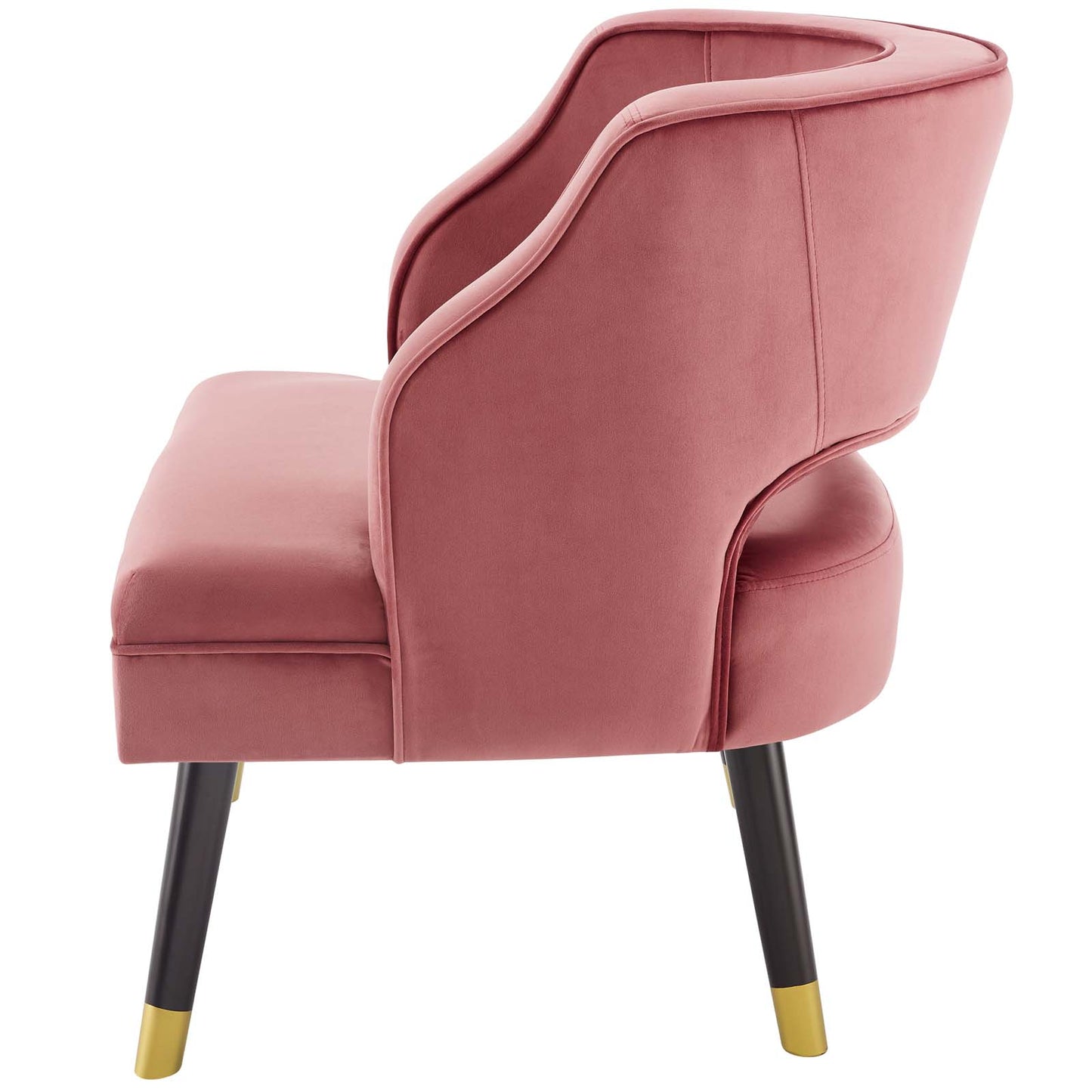 Traipse Button Tufted Open Back Performance Velvet Armchair, Velvet Fabric, Pink, 17841