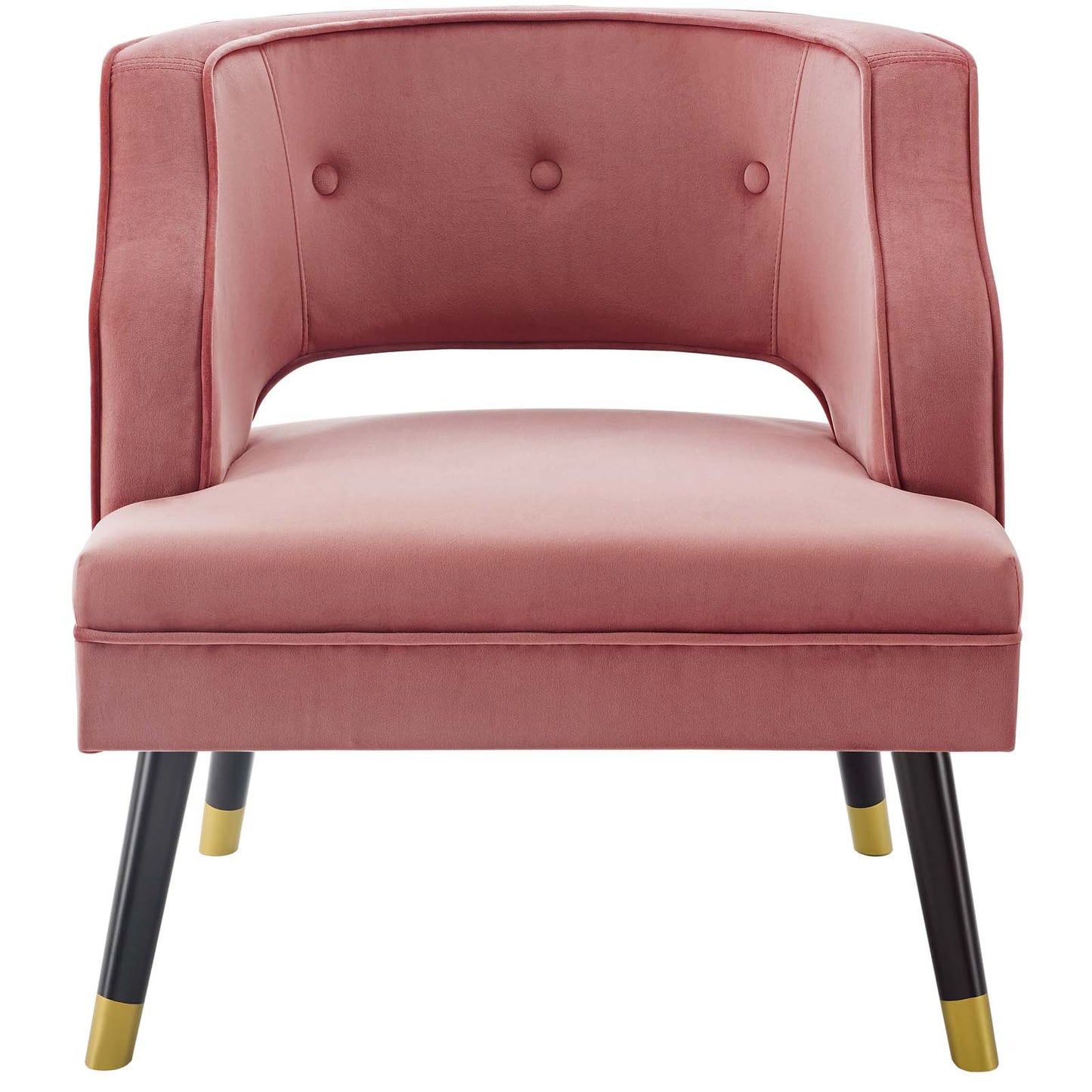 Traipse Button Tufted Open Back Performance Velvet Armchair, Velvet Fabric, Pink, 17841