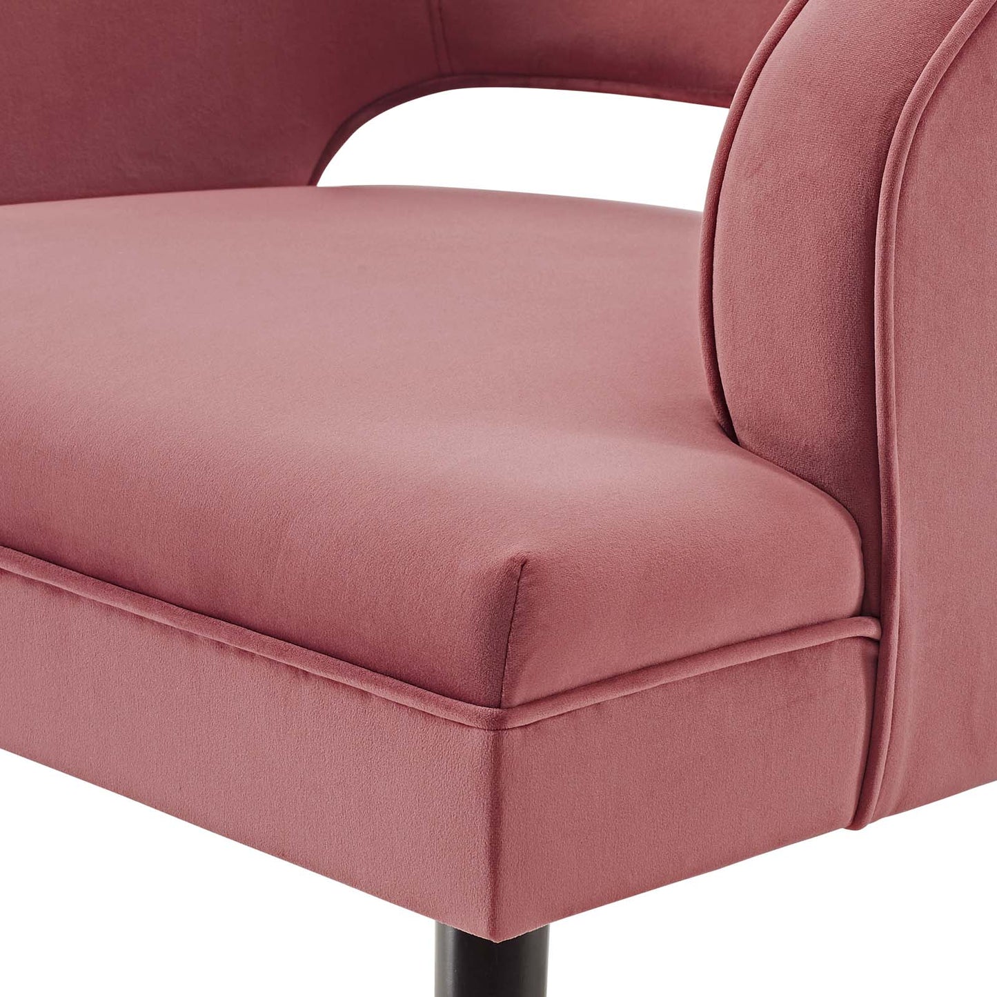 Traipse Button Tufted Open Back Performance Velvet Armchair, Velvet Fabric, Pink, 17841