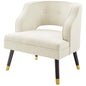 Traipse Button Tufted Open Back Performance Velvet Armchair, Velvet Fabric, Ivory White, 17843