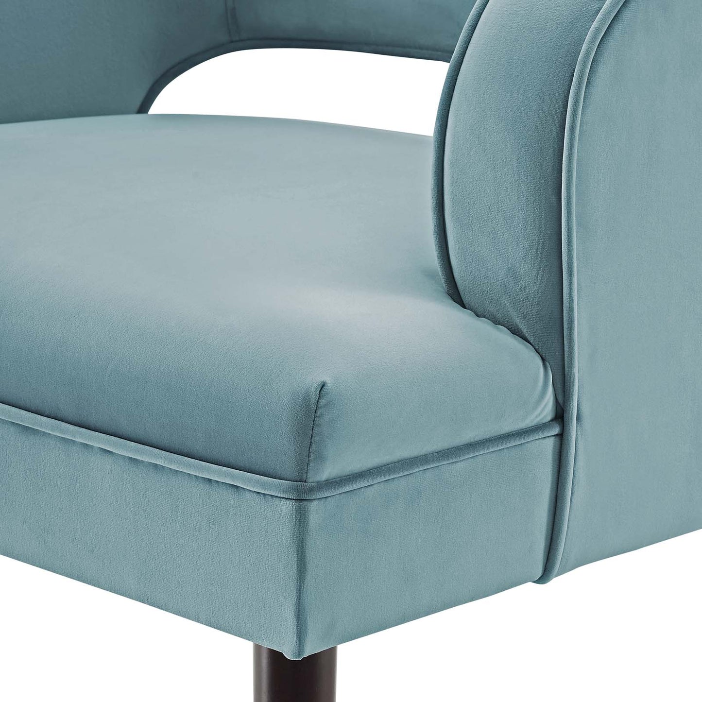 Traipse Button Tufted Open Back Performance Velvet Armchair, Velvet Fabric, Light Blue, 17844