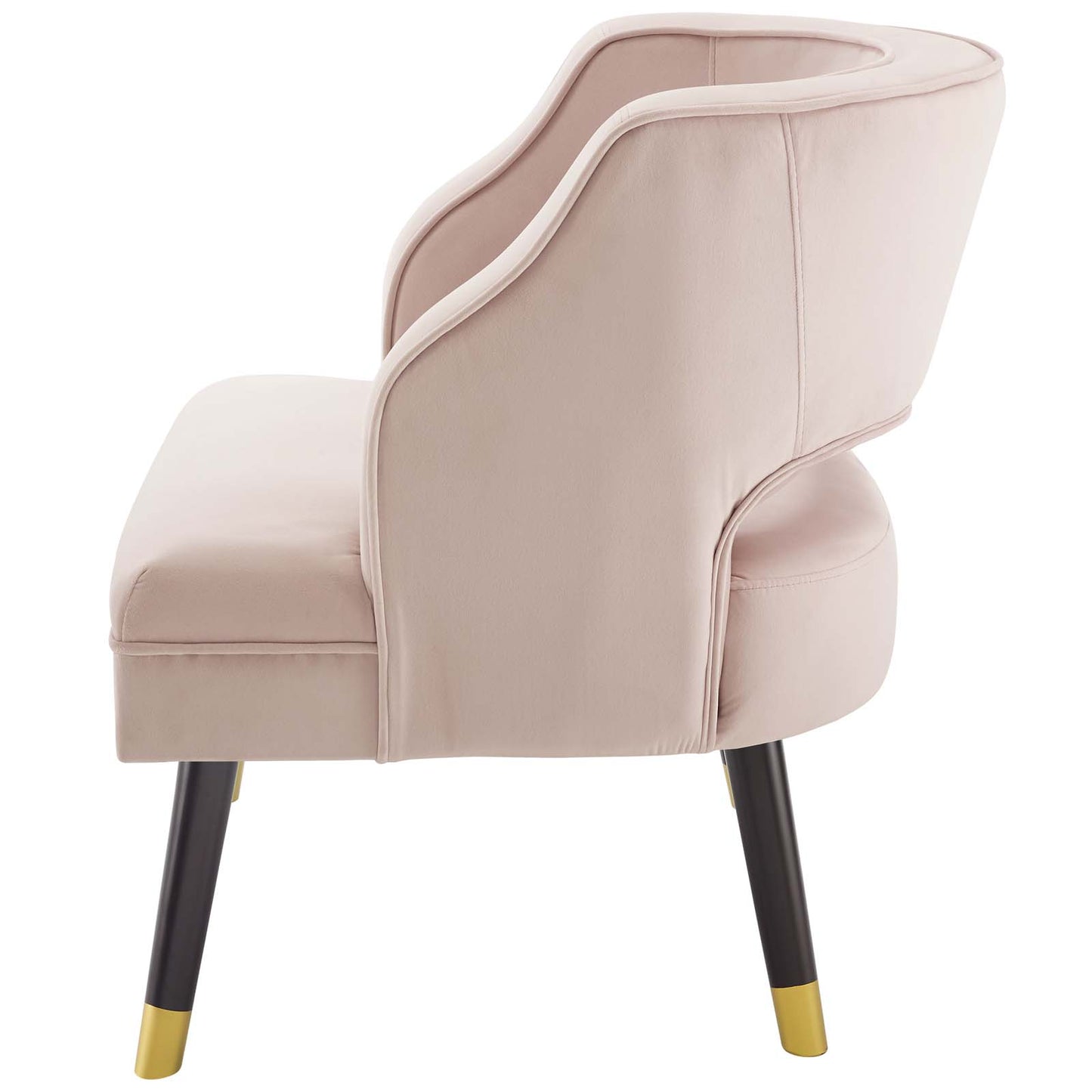 Traipse Button Tufted Open Back Performance Velvet Armchair, Velvet Fabric, Pink, 17846