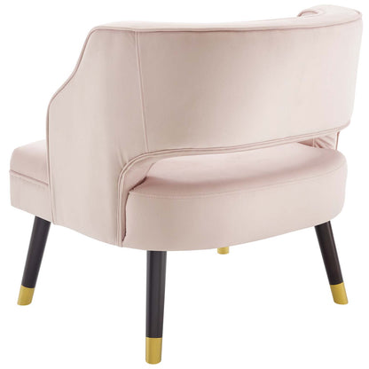 Traipse Button Tufted Open Back Performance Velvet Armchair, Velvet Fabric, Pink, 17846