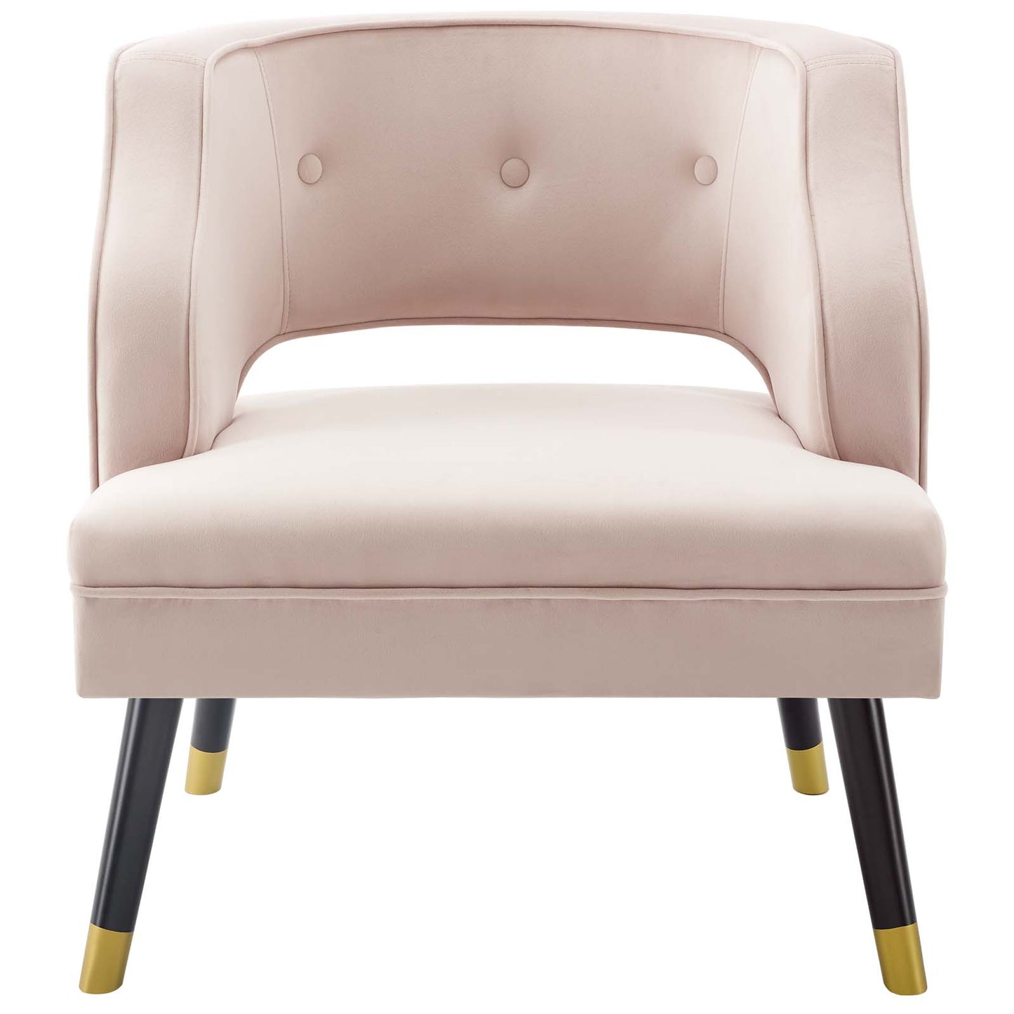 Traipse Button Tufted Open Back Performance Velvet Armchair, Velvet Fabric, Pink, 17846
