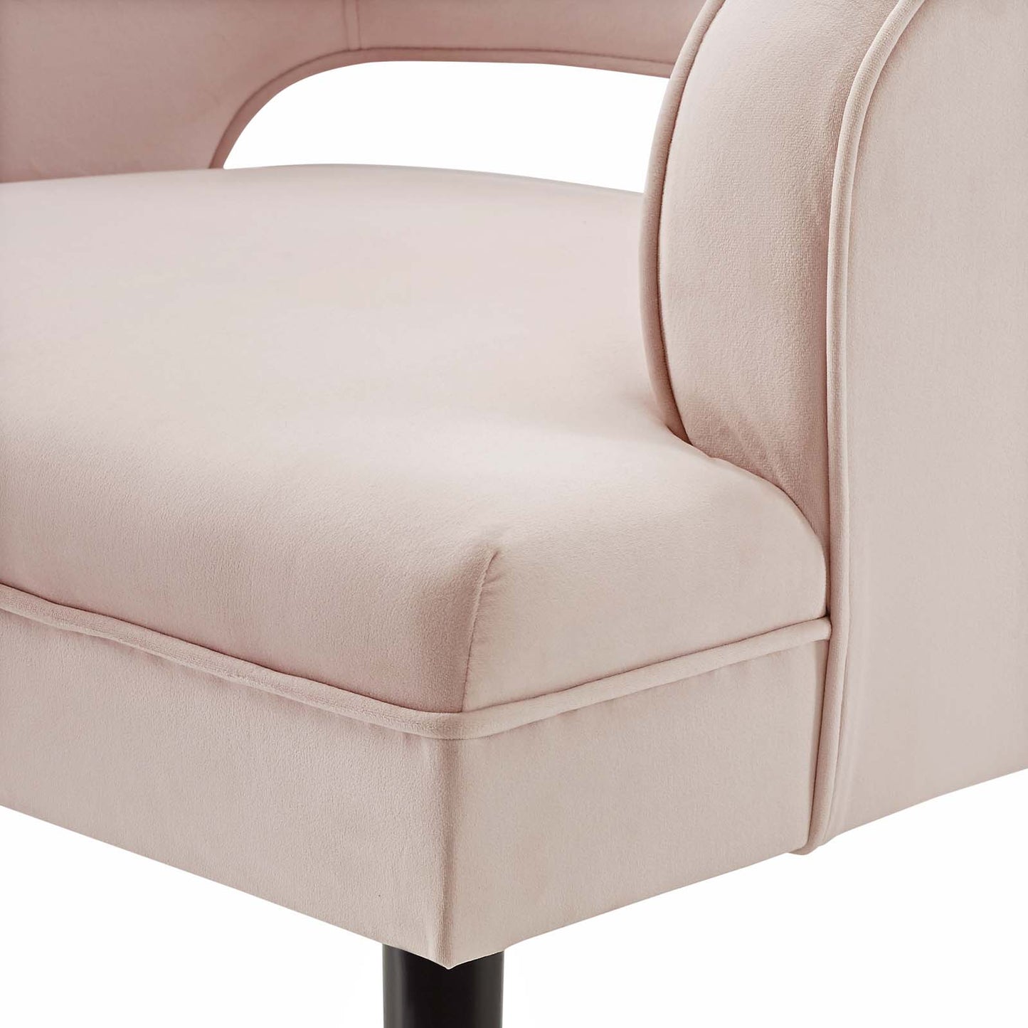 Traipse Button Tufted Open Back Performance Velvet Armchair, Velvet Fabric, Pink, 17846