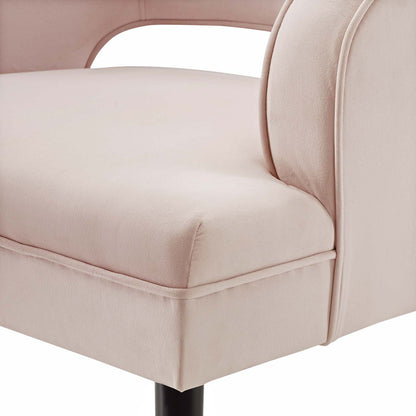 Traipse Button Tufted Open Back Performance Velvet Armchair, Velvet Fabric, Pink, 17846