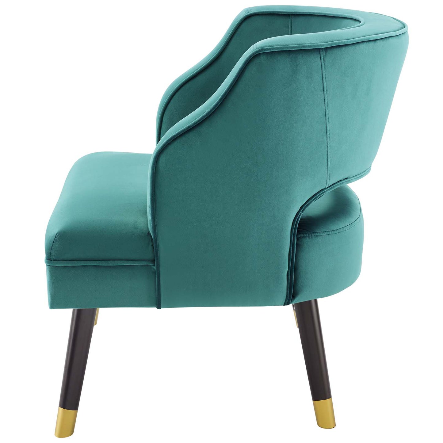 Traipse Button Tufted Open Back Performance Velvet Armchair, Velvet Fabric, Aqua Blue, 17847