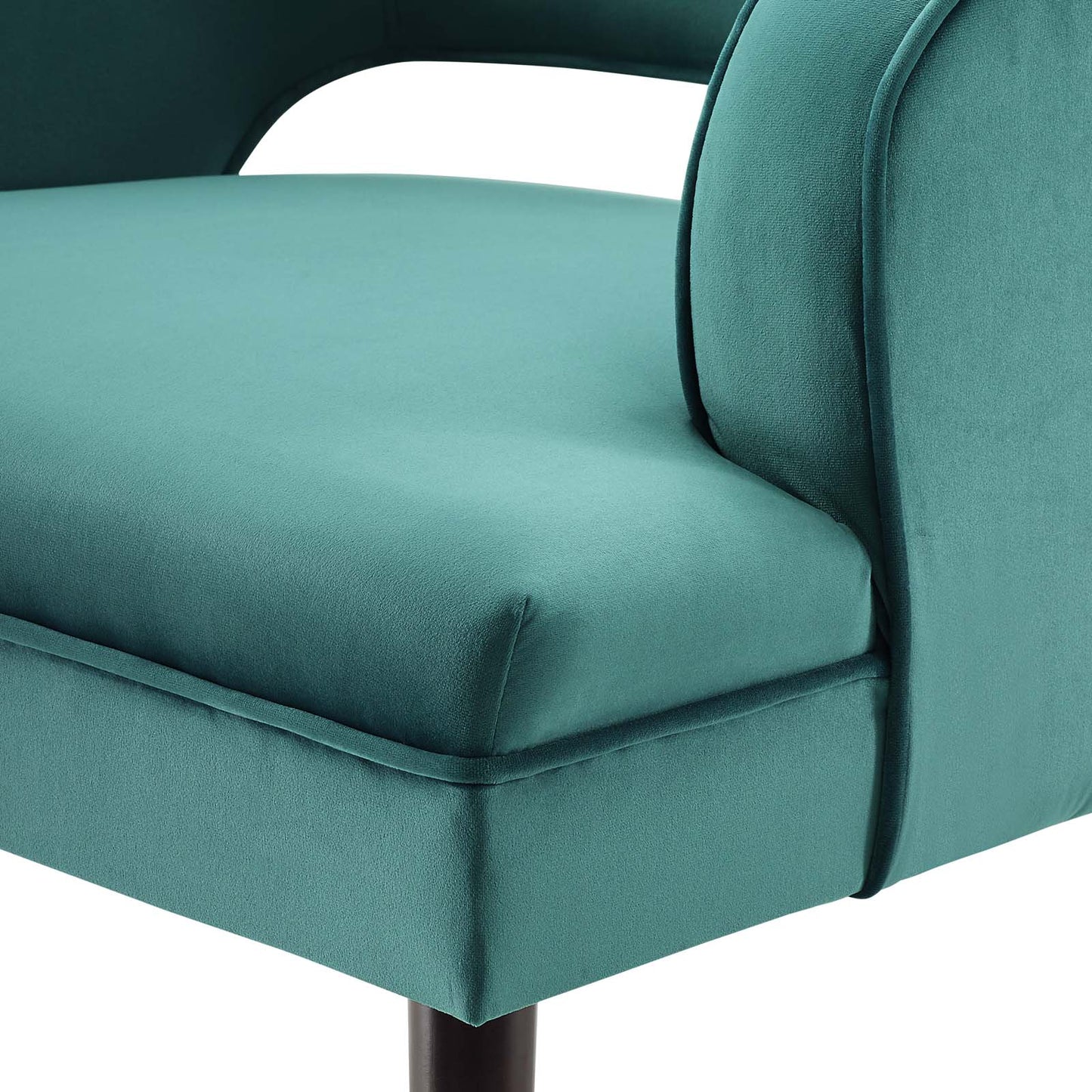 Traipse Button Tufted Open Back Performance Velvet Armchair, Velvet Fabric, Aqua Blue, 17847
