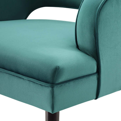 Traipse Button Tufted Open Back Performance Velvet Armchair, Velvet Fabric, Aqua Blue, 17847