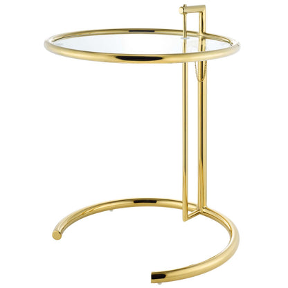 Eileen Gold Stainless Steel End Table, Glass Metal Steel, Gold, 17513