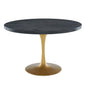 Drive 48" Round Wood Top Dining Table, Wood Metal Steel, Black Gold 15878