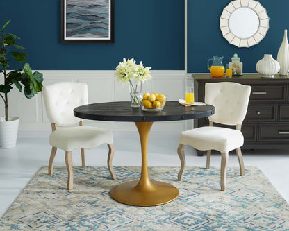 Drive 47" Oval Wood Top Dining Table, Wood Metal Steel, Black Gold 15879