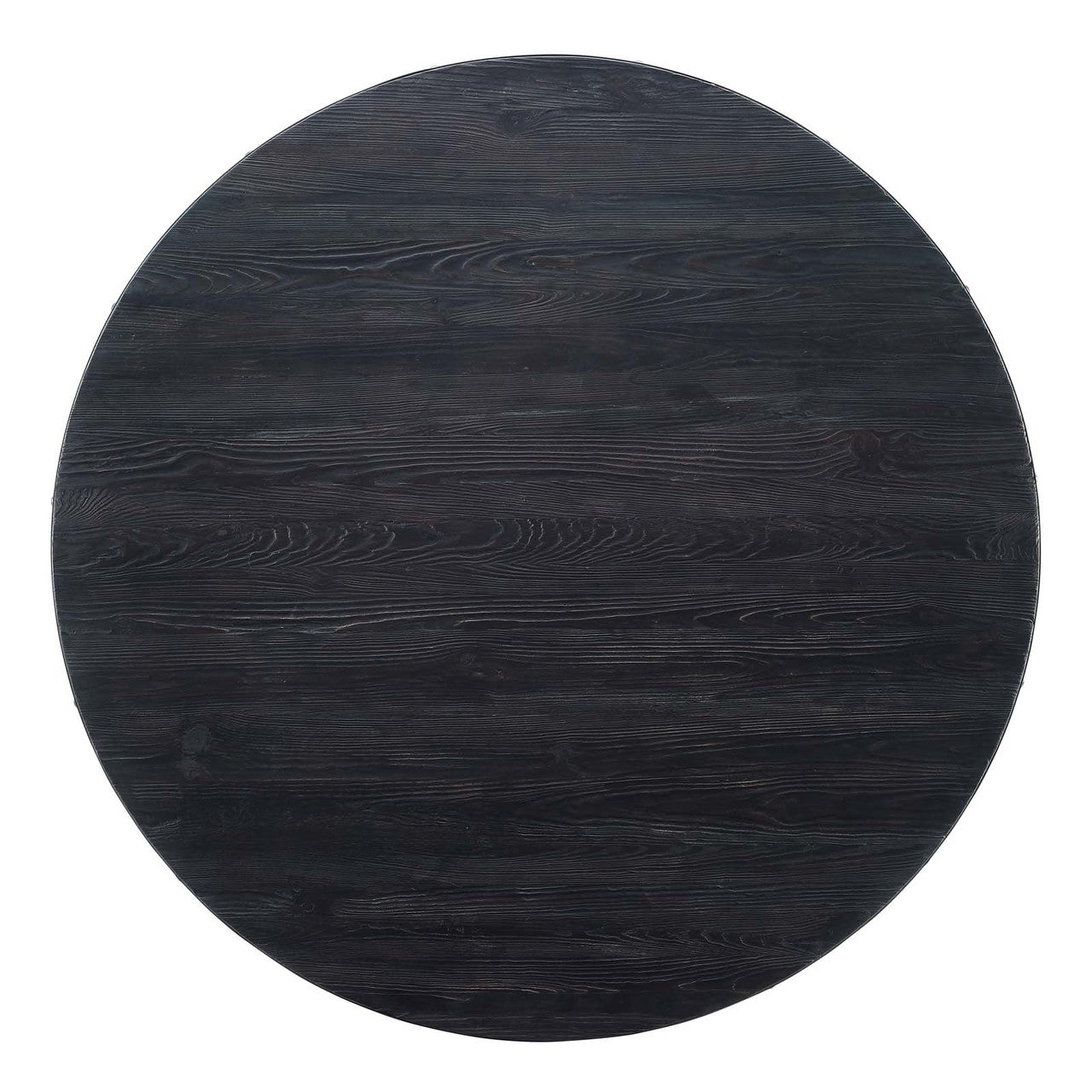 Drive 60" Round Wood Top Dining Table, Wood Metal Steel, Black Gold 15880