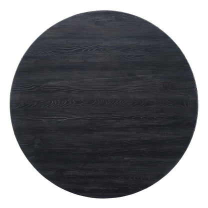 Drive 60" Round Wood Top Dining Table, Wood Metal Steel, Black Gold 15880