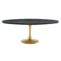 Drive 78" Oval Wood Top Dining Table, Wood Metal Steel, Black Gold 15882