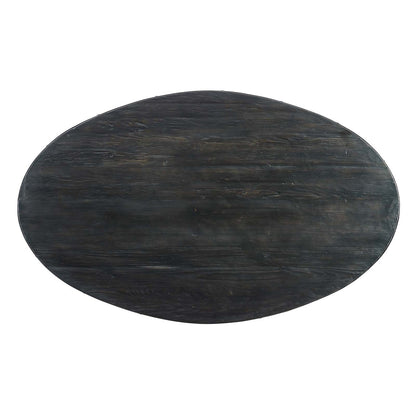 Drive 78" Oval Wood Top Dining Table, Wood Metal Steel, Black Gold 15882