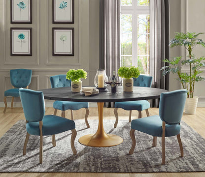 Drive 78" Oval Wood Top Dining Table, Wood Metal Steel, Black Gold 15882