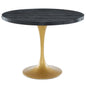 Drive 40" Round Wood Top Dining Table, Wood Metal Steel, Black Gold 15884
