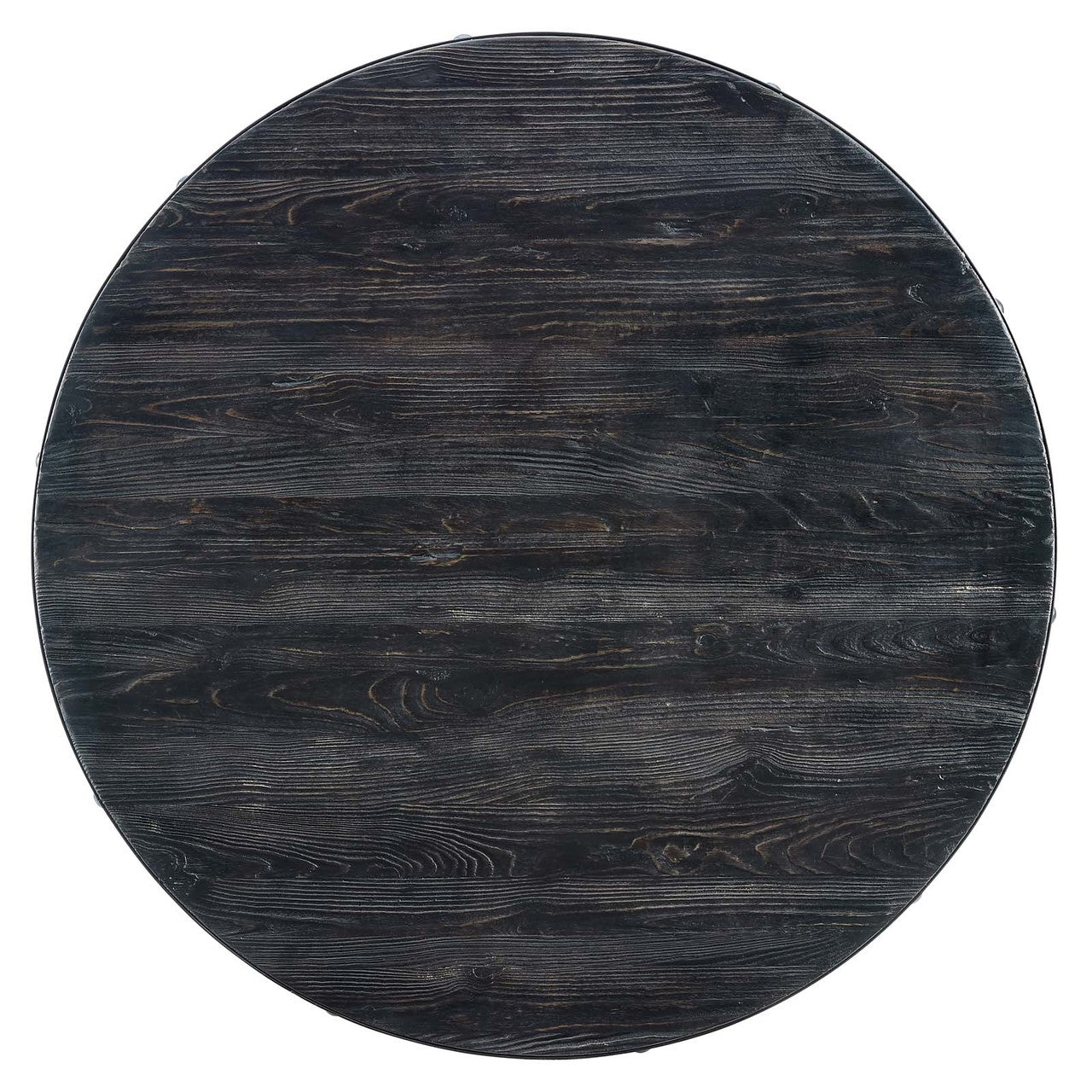 Drive 40" Round Wood Top Dining Table, Wood Metal Steel, Black Gold 15884