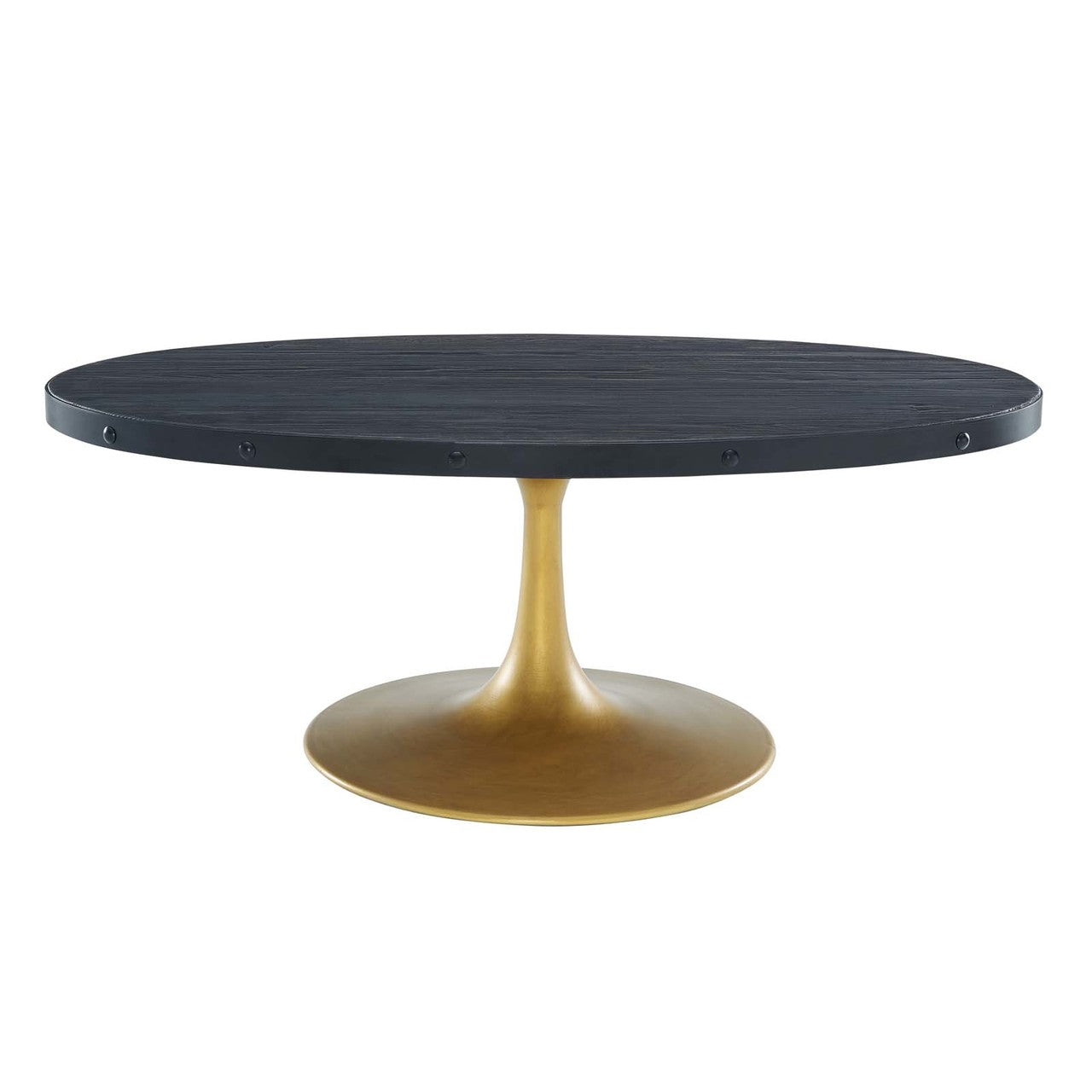 Drive Wood Top Coffee Table, Wood Metal Steel, Black Gold 15885