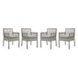 Aura Dining Armchair Outdoor Patio Wicker Rattan Set of 4, Rattan Wicker, Grey Gray 15887