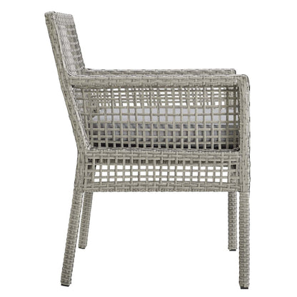 Aura Dining Armchair Outdoor Patio Wicker Rattan Set of 4, Rattan Wicker, Grey Gray 15887