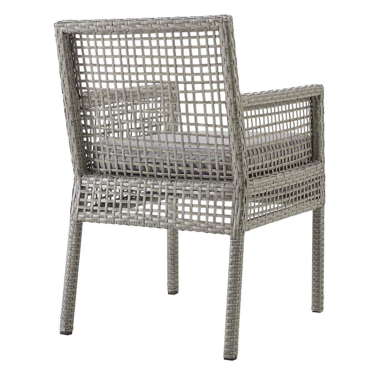 Aura Dining Armchair Outdoor Patio Wicker Rattan Set of 4, Rattan Wicker, Grey Gray 15887