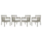 Aura Dining Armchair Outdoor Patio Wicker Rattan Set of 4, Fabric Rattan Wicker, Grey Gray White, 17515