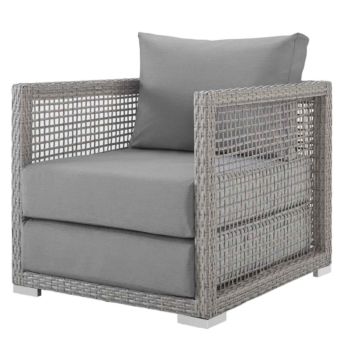 Aura 3 Piece Outdoor Patio Wicker Rattan Set, Rattan Wicker Fabric, Grey Gray, 17848