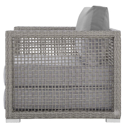 Aura 3 Piece Outdoor Patio Wicker Rattan Set, Rattan Wicker Fabric, Grey Gray, 17848