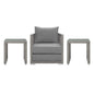 Aura 3 Piece Outdoor Patio Wicker Rattan Set, Rattan Wicker Fabric, Grey Gray, 17852