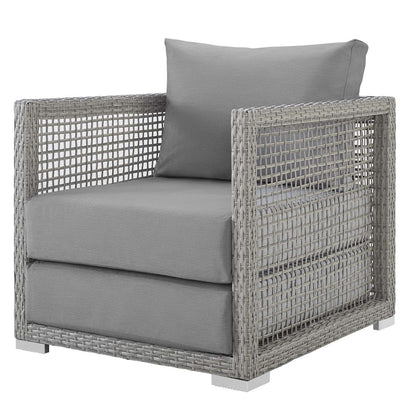 Aura 3 Piece Outdoor Patio Wicker Rattan Set, Rattan Wicker Fabric, Grey Gray, 17852