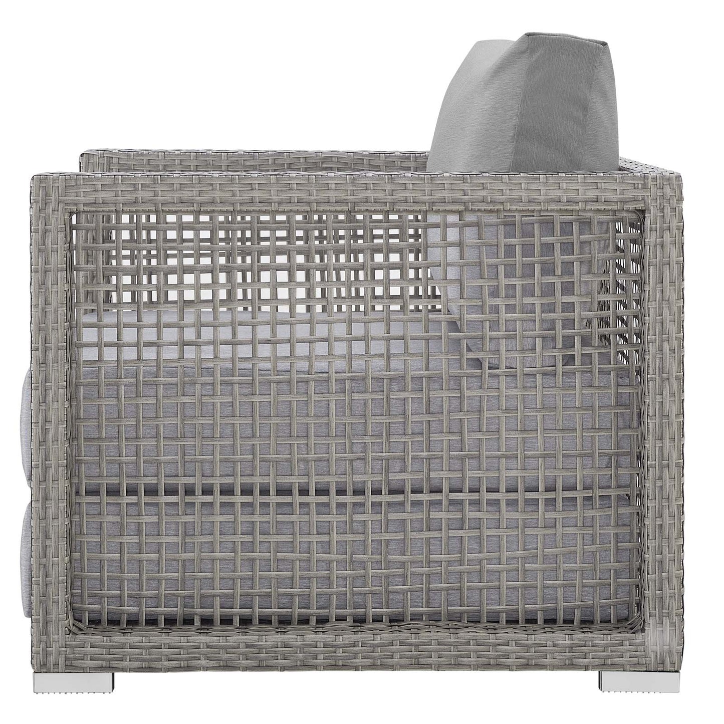 Aura 3 Piece Outdoor Patio Wicker Rattan Set, Rattan Wicker Fabric, Grey Gray, 17852
