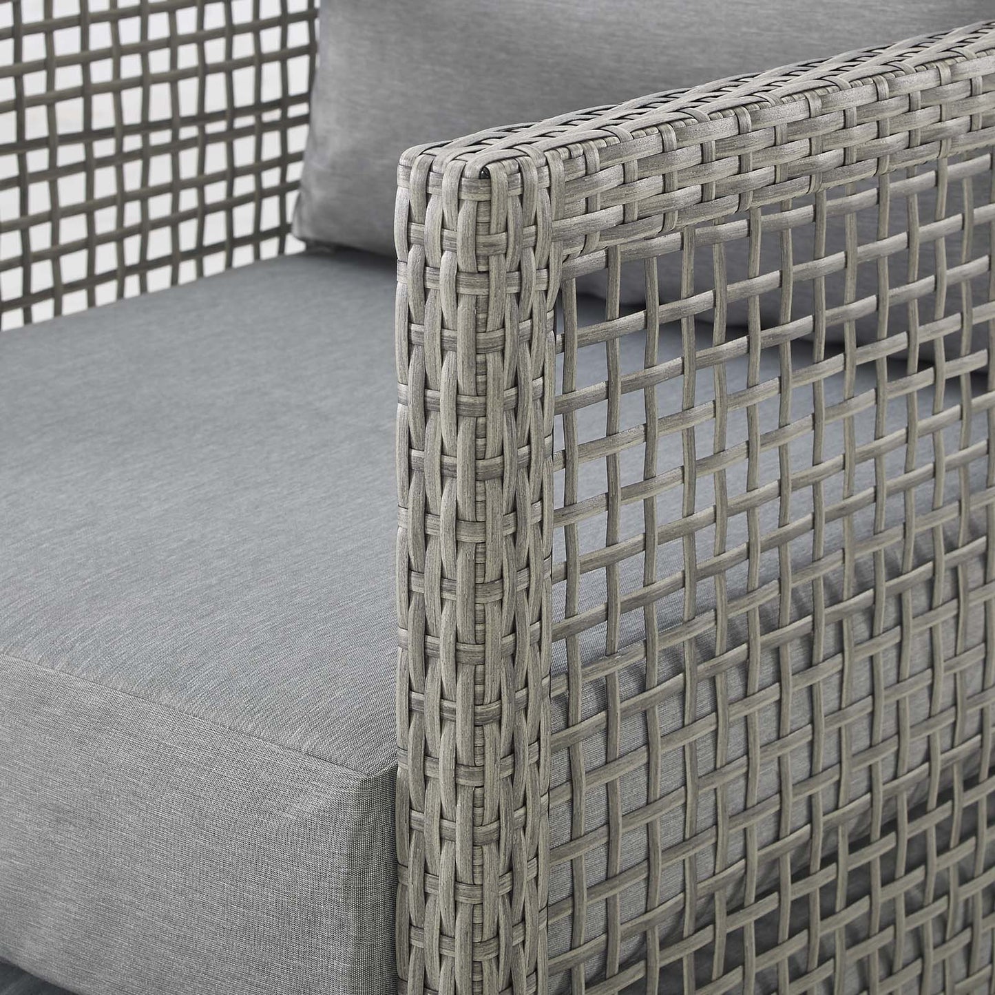 Aura 3 Piece Outdoor Patio Wicker Rattan Set, Rattan Wicker Fabric, Grey Gray, 17852