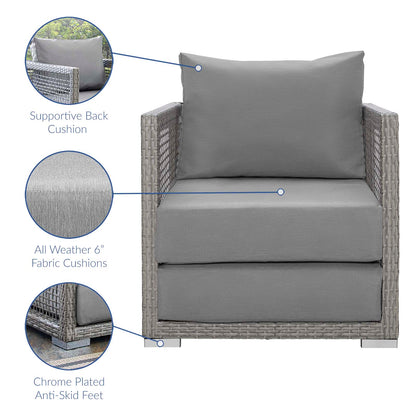 Aura 3 Piece Outdoor Patio Wicker Rattan Set, Rattan Wicker Fabric, Grey Gray, 17852
