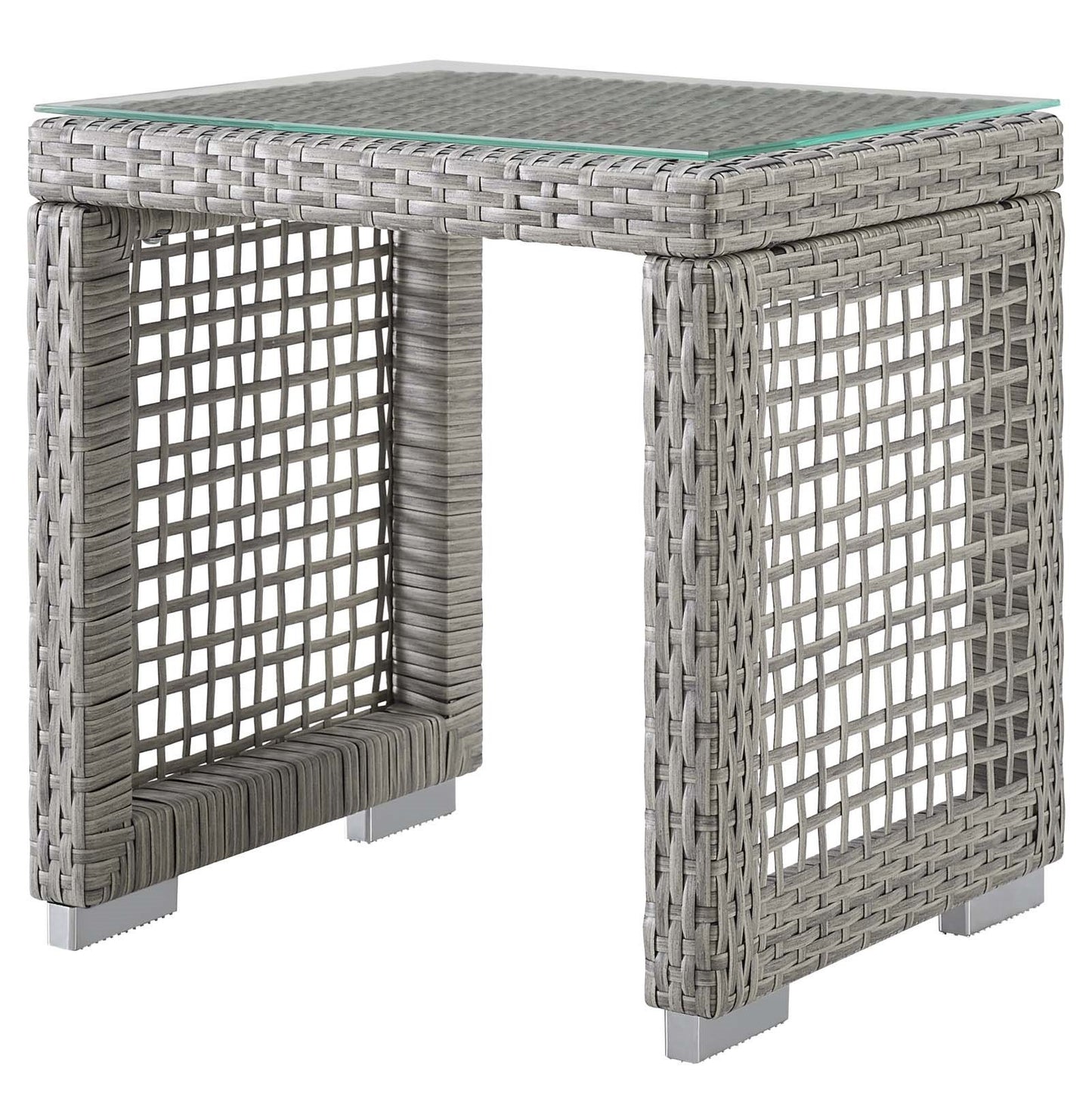 Aura 3 Piece Outdoor Patio Wicker Rattan Set, Rattan Wicker Fabric, Grey Gray, 17852