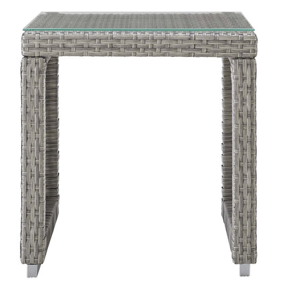 Aura 3 Piece Outdoor Patio Wicker Rattan Set, Rattan Wicker Fabric, Grey Gray, 17852