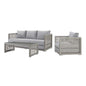 Aura 3 Piece Outdoor Patio Wicker Rattan Set, Rattan Wicker Fabric, Grey Gray, 17854