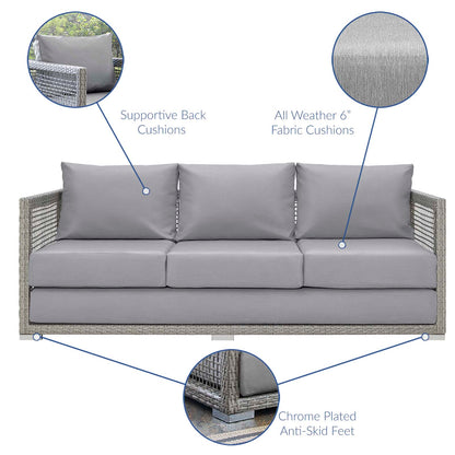 Aura 3 Piece Outdoor Patio Wicker Rattan Set, Rattan Wicker Fabric, Grey Gray, 17854