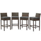 Conduit Bar Stool Outdoor Patio Wicker Rattan Set of 4, Fabric Rattan Wicker, Brown Gray Grey, 17527
