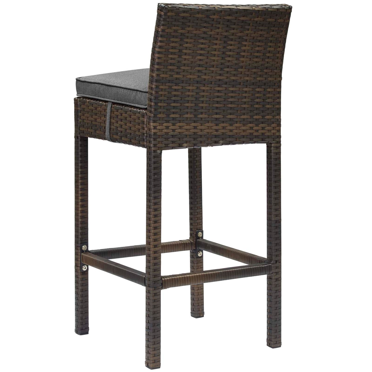 Conduit Bar Stool Outdoor Patio Wicker Rattan Set of 4, Fabric Rattan Wicker, Brown Gray Grey, 17527